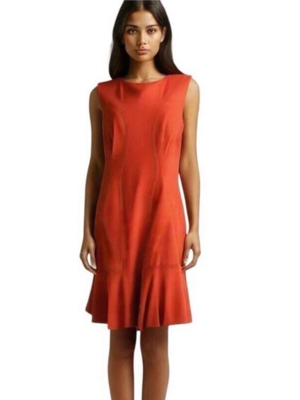 Diane Von Furstenburg Jaelyn Flare Hem Ponte Dress Sz 8 Knee Length Coral A-line